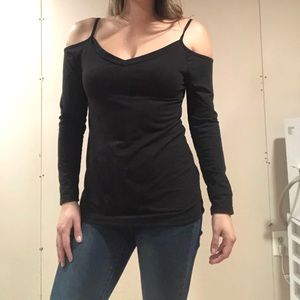 Black long sleeve, cold shoulder top